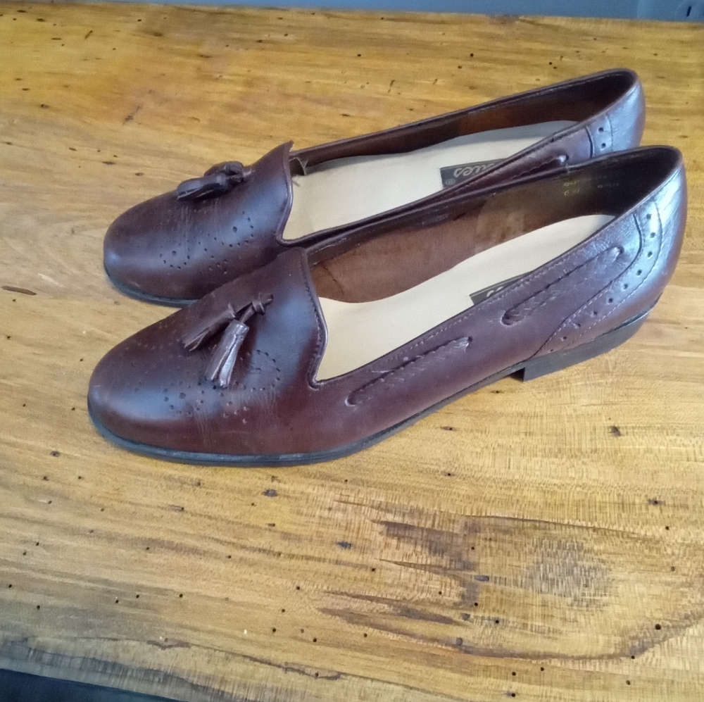 Westies Vintage Brown Leather Tassel Loafers Women's Size 8.5